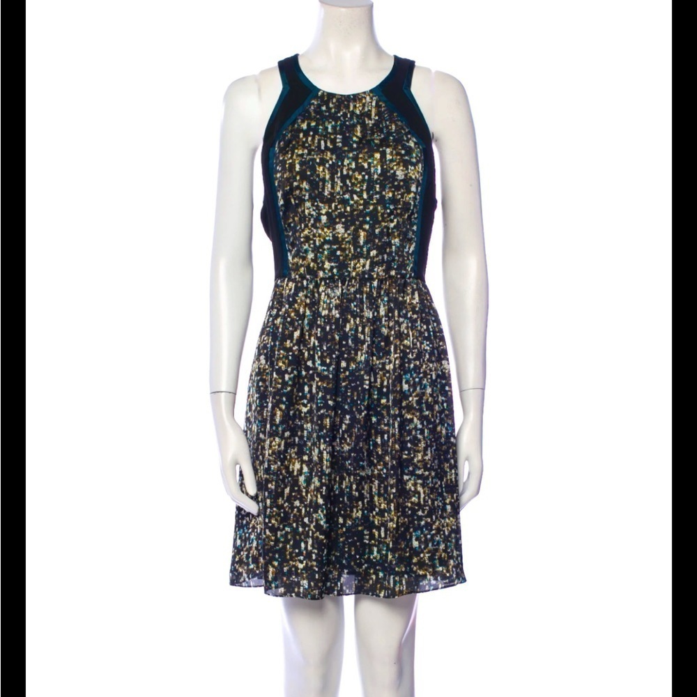 Rebecca Taylor abstract print dress with exposed back zipper